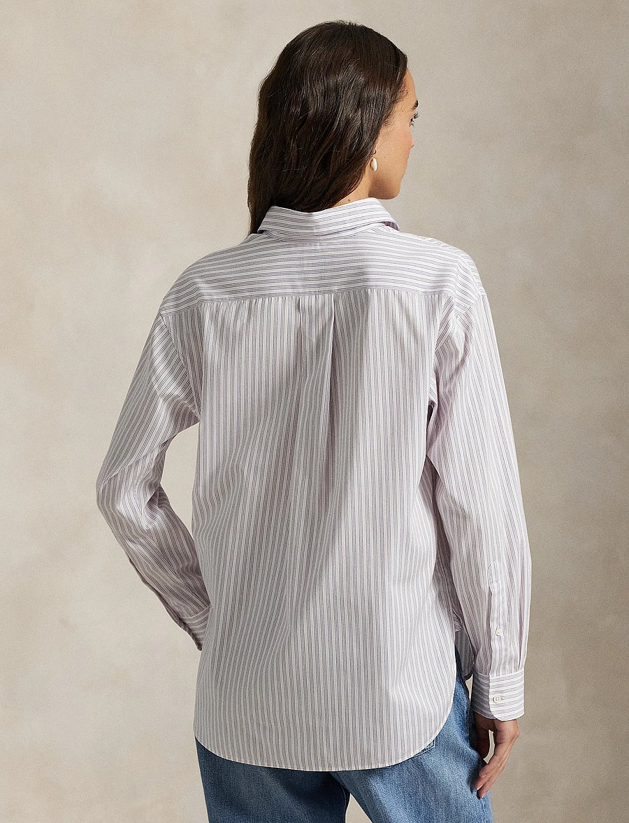 Polo Ralph Lauren - Relaxed Fit Striped Cotton Shirt - džinsa krekli - 1968 white red bl - 3