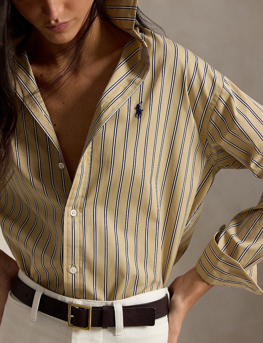 Polo Ralph Lauren - Relaxed Fit Striped Cotton Shirt - denimskjorter - 2063 tan-royal mu - 2