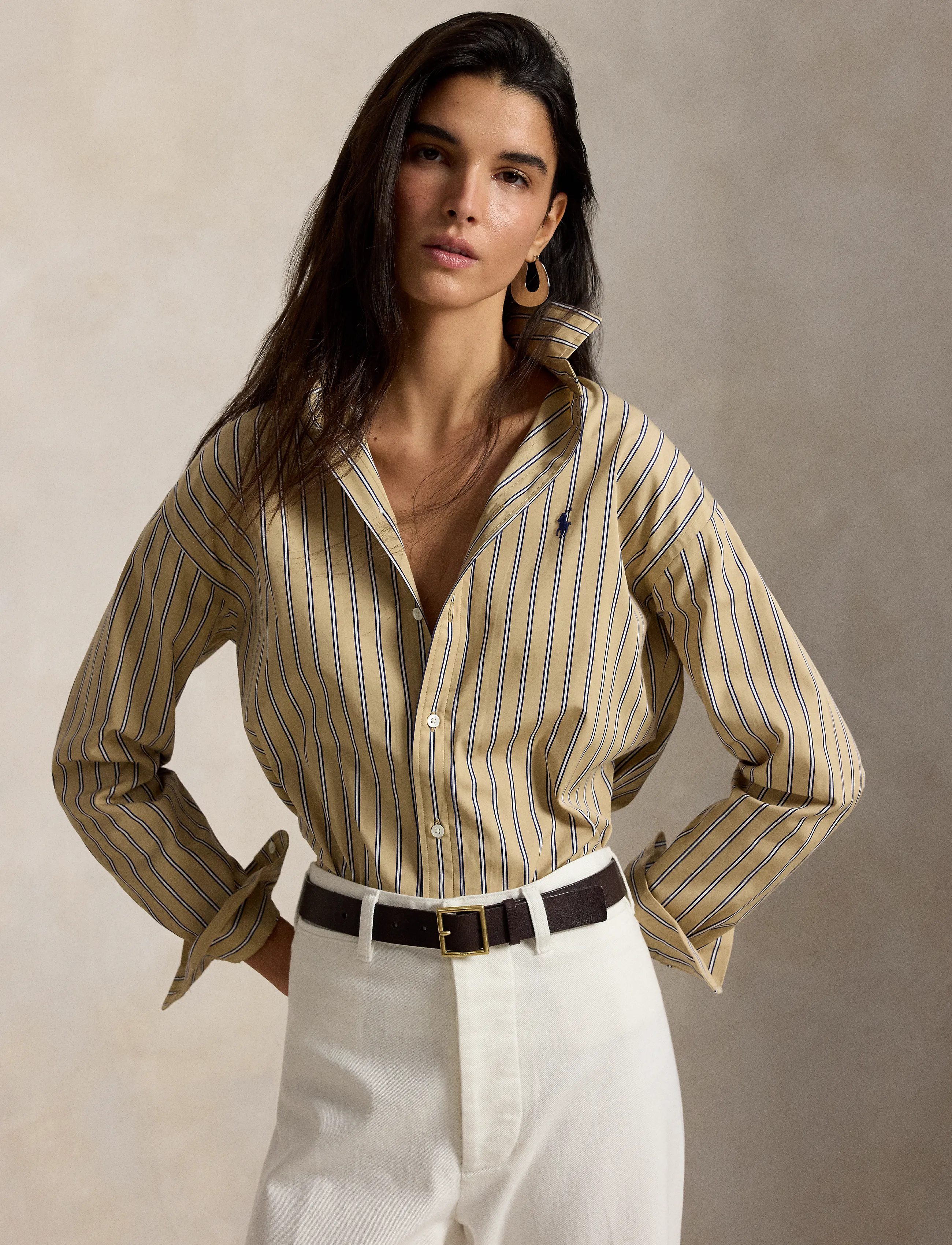Polo Ralph Lauren - Relaxed Fit Striped Cotton Shirt - denimskjorter - 2063 tan-royal mu - 3