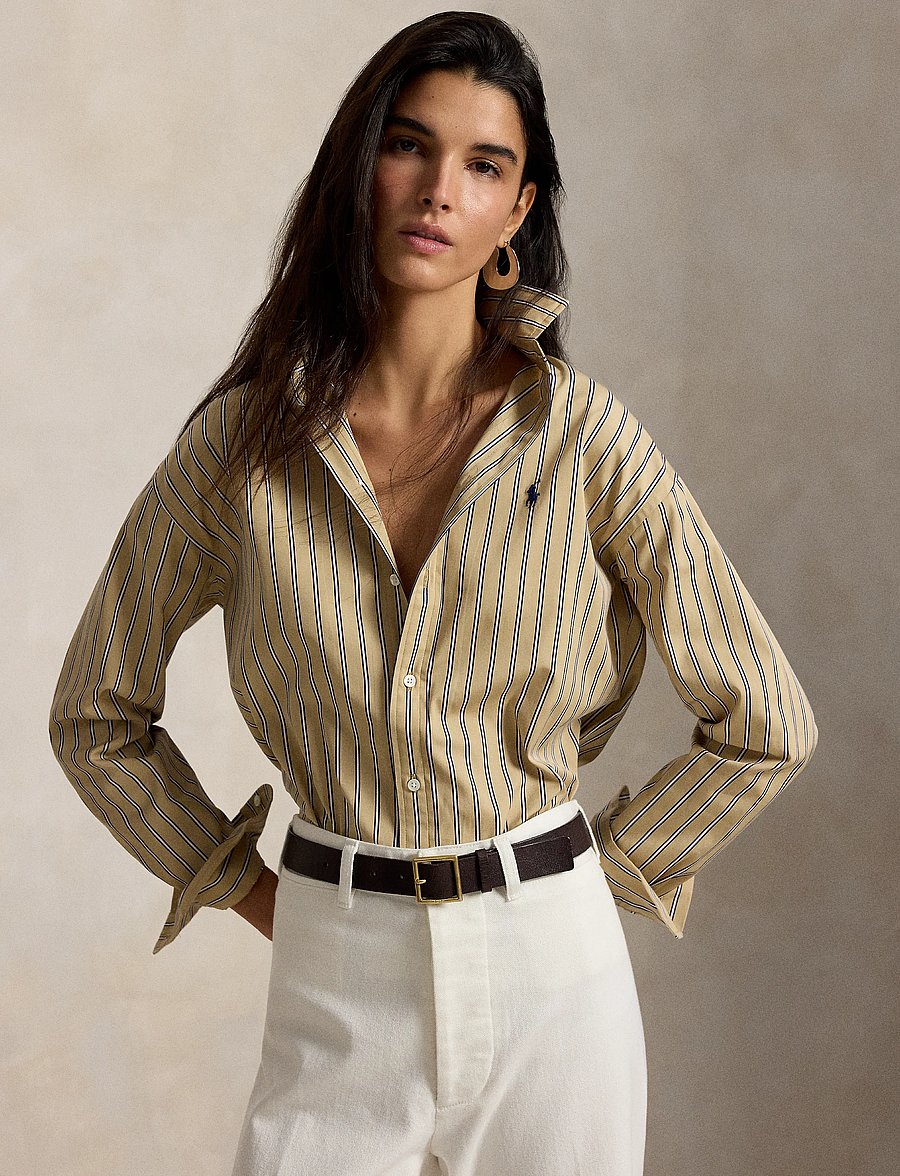 Polo Ralph Lauren - Relaxed Fit Striped Cotton Shirt - denimskjorter - 2063 tan-royal mu - 3