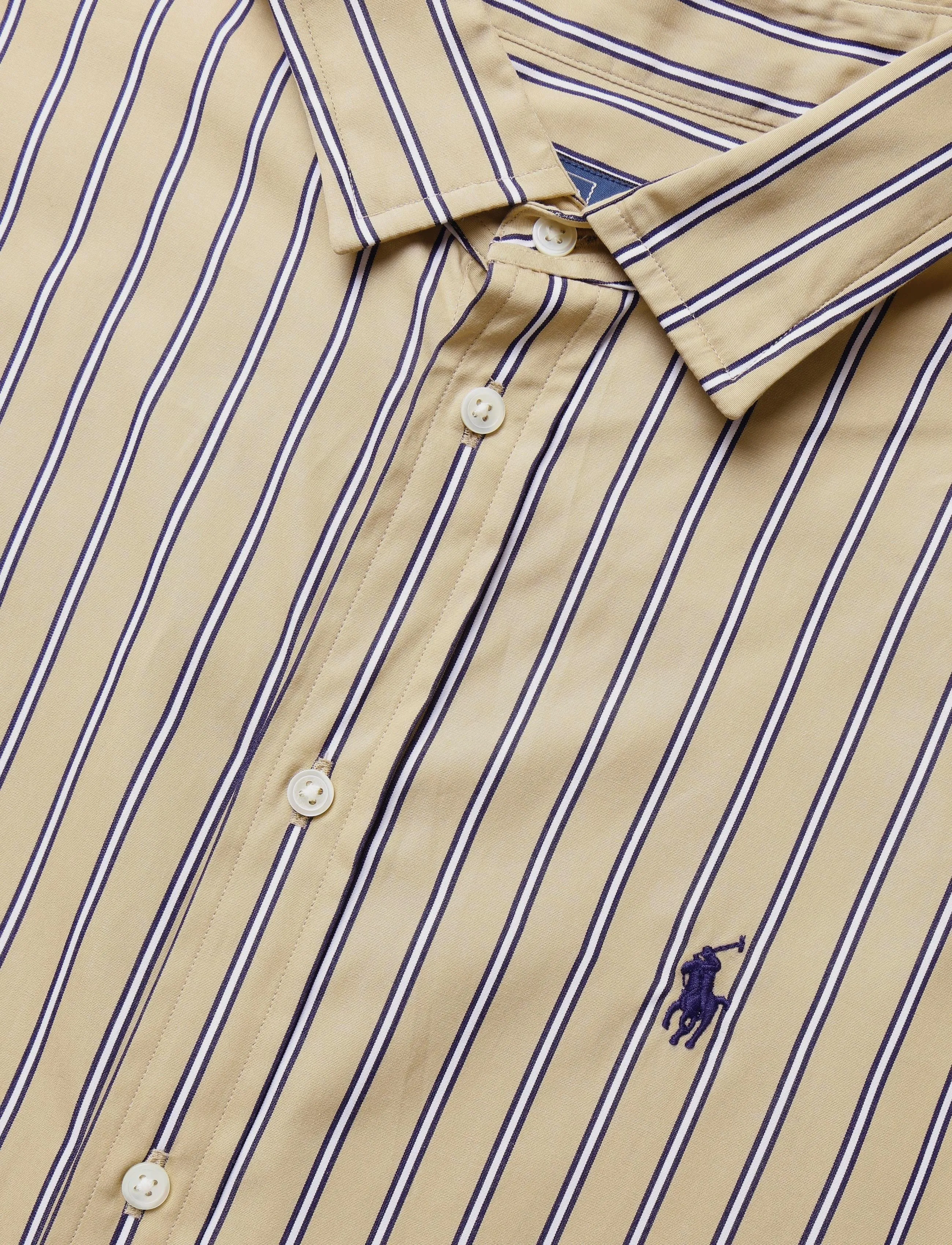 Polo Ralph Lauren - Relaxed Fit Striped Cotton Shirt - denimskjorter - 2063 tan-royal mu - 4