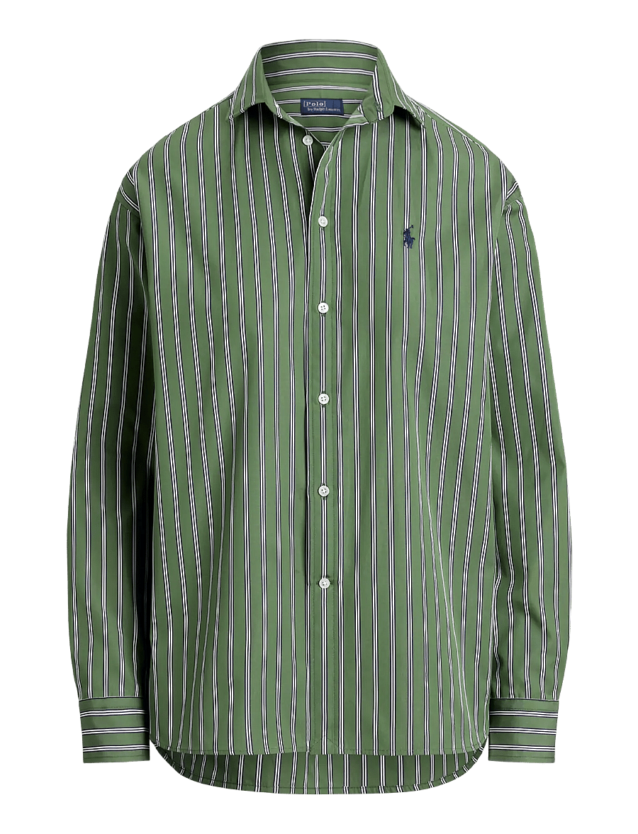 Polo Ralph Lauren - Relaxed Fit Striped Cotton Shirt - denimskjorter - 2064 green-white - 1