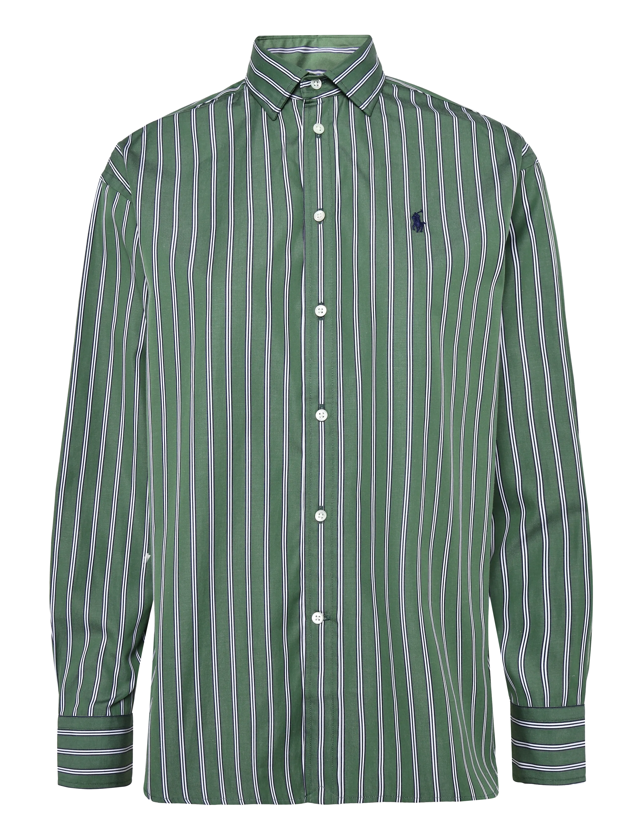 Polo Ralph Lauren Relaxed Fit Striped Cotton Shirt - Hemden - 2064 GREEN-WHITE / green