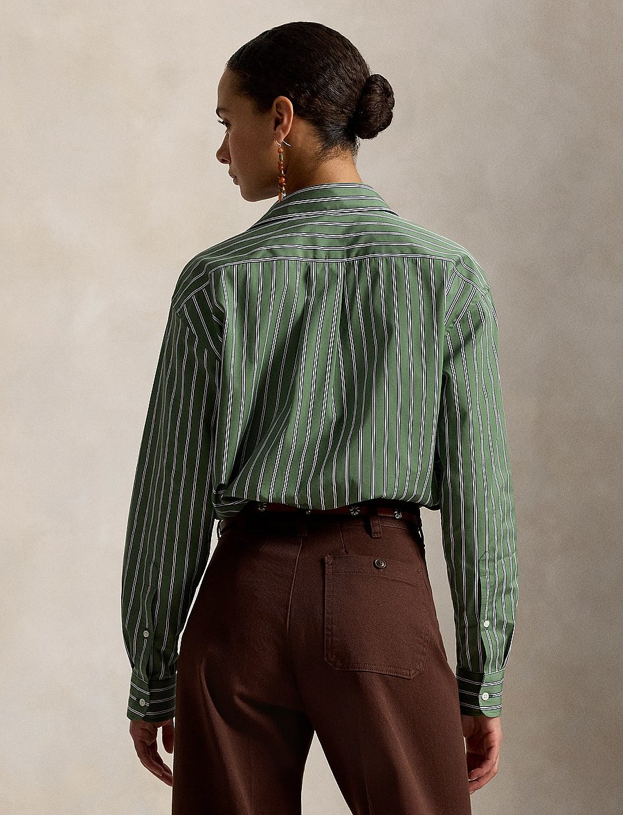 Polo Ralph Lauren - Relaxed Fit Striped Cotton Shirt - denimskjorter - 2064 green-white - 2
