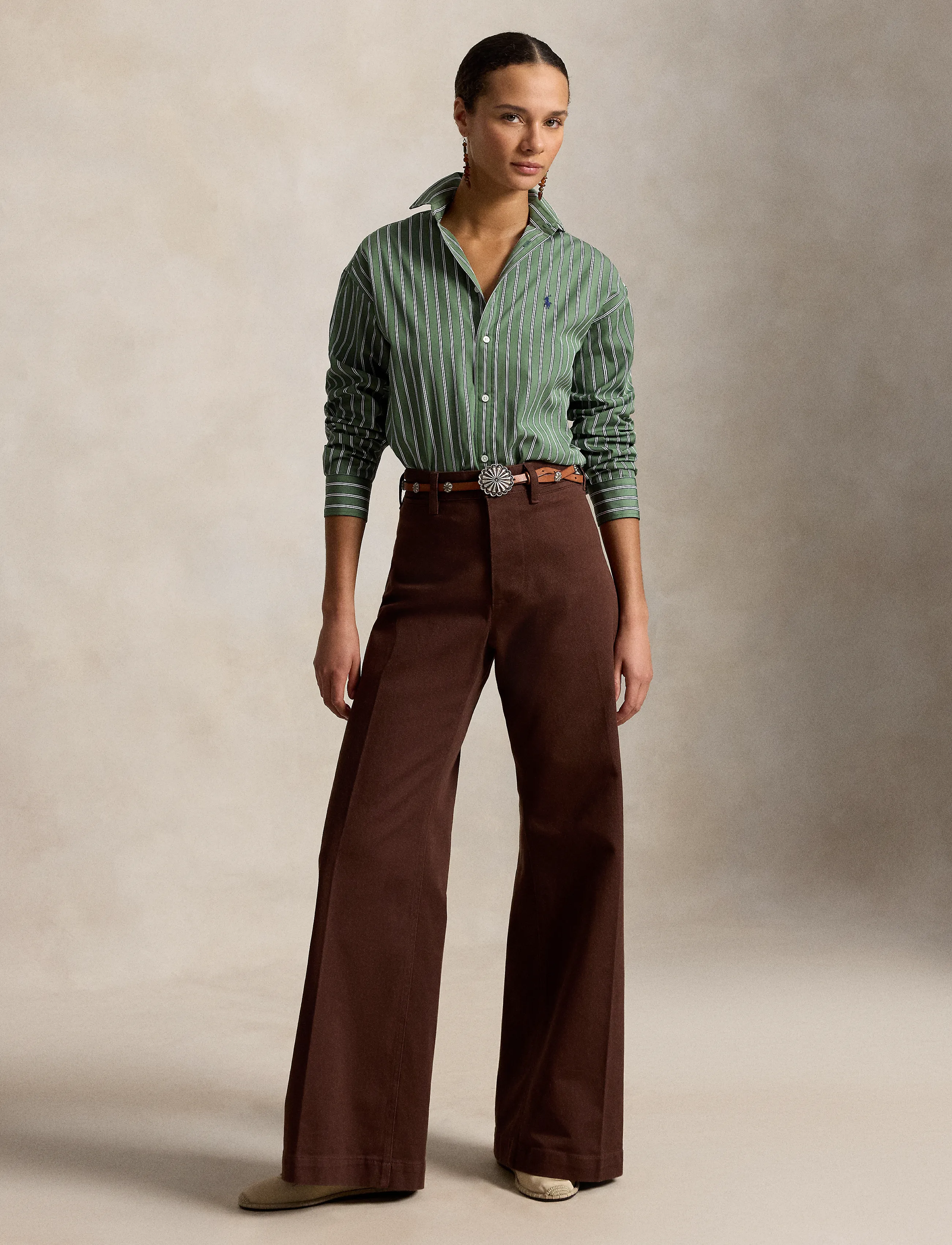 Polo Ralph Lauren - Relaxed Fit Striped Cotton Shirt - denimskjorter - 2064 green-white - 4
