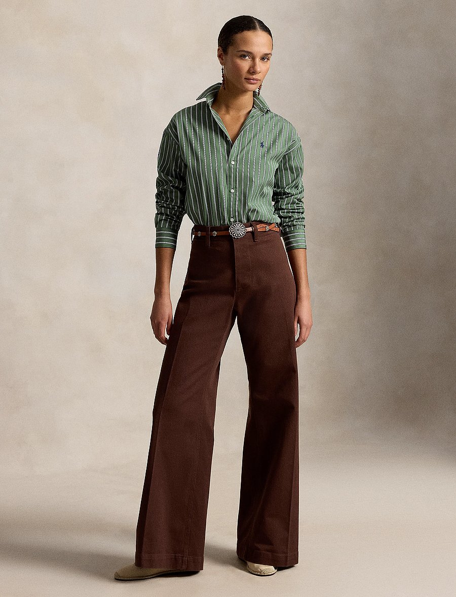 Polo Ralph Lauren - Relaxed Fit Striped Cotton Shirt - denimskjorter - 2064 green-white - 4