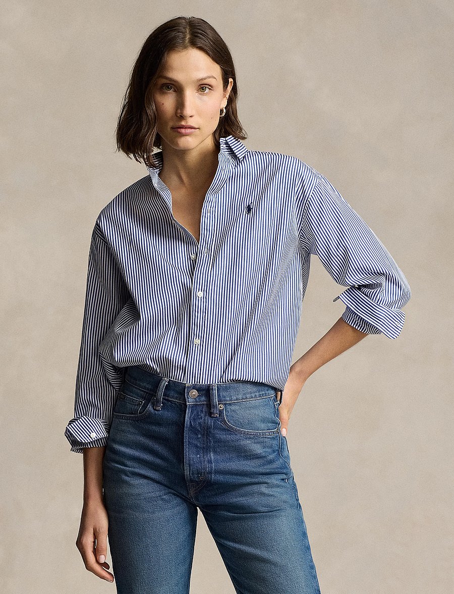 Polo Ralph Lauren - Relaxed Fit Striped Cotton Shirt - denimskjorter - 926b cabana blue - 0