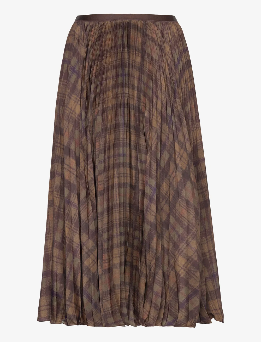 Polo Ralph Lauren Pleated Plaid Crepe A line Midi Skirt Skirts