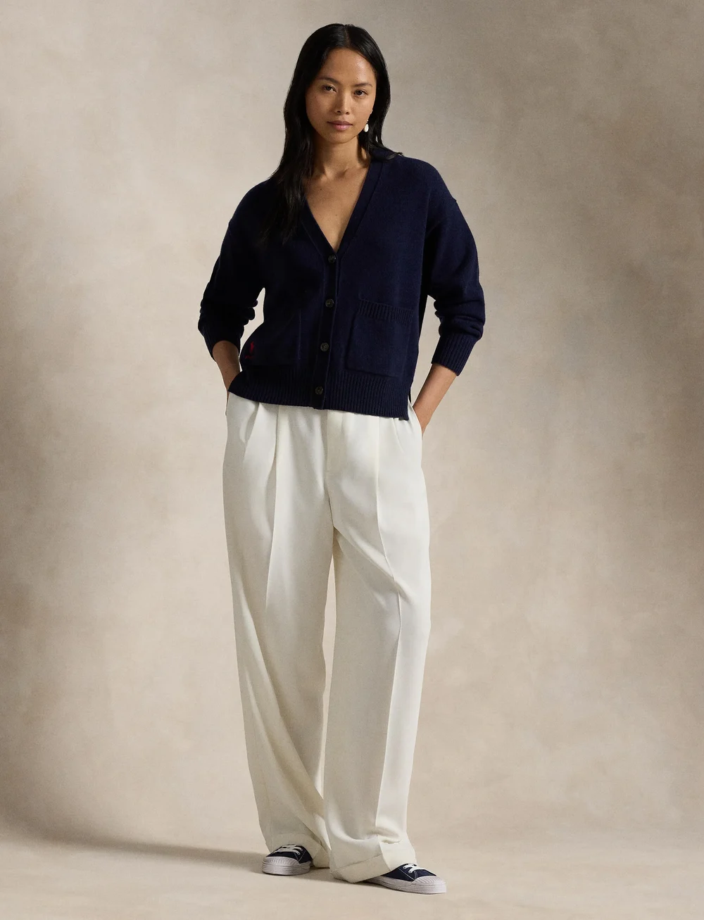 Polo Ralph Lauren - Wool-Blend V-Neck Cardigan - peysur - hunter navy - 0