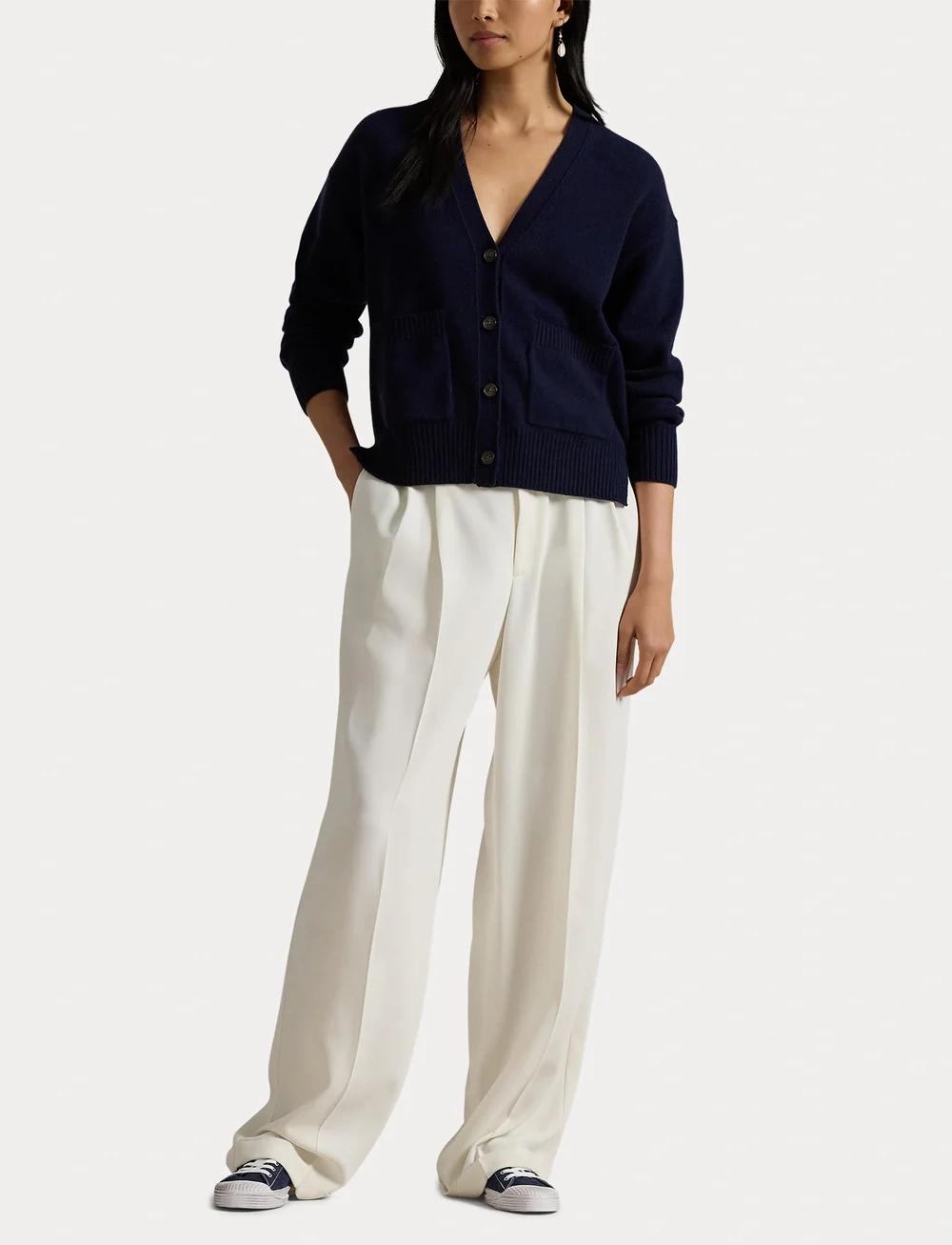 Polo Ralph Lauren - Wool-Blend V-Neck Cardigan - peysur - hunter navy - 4