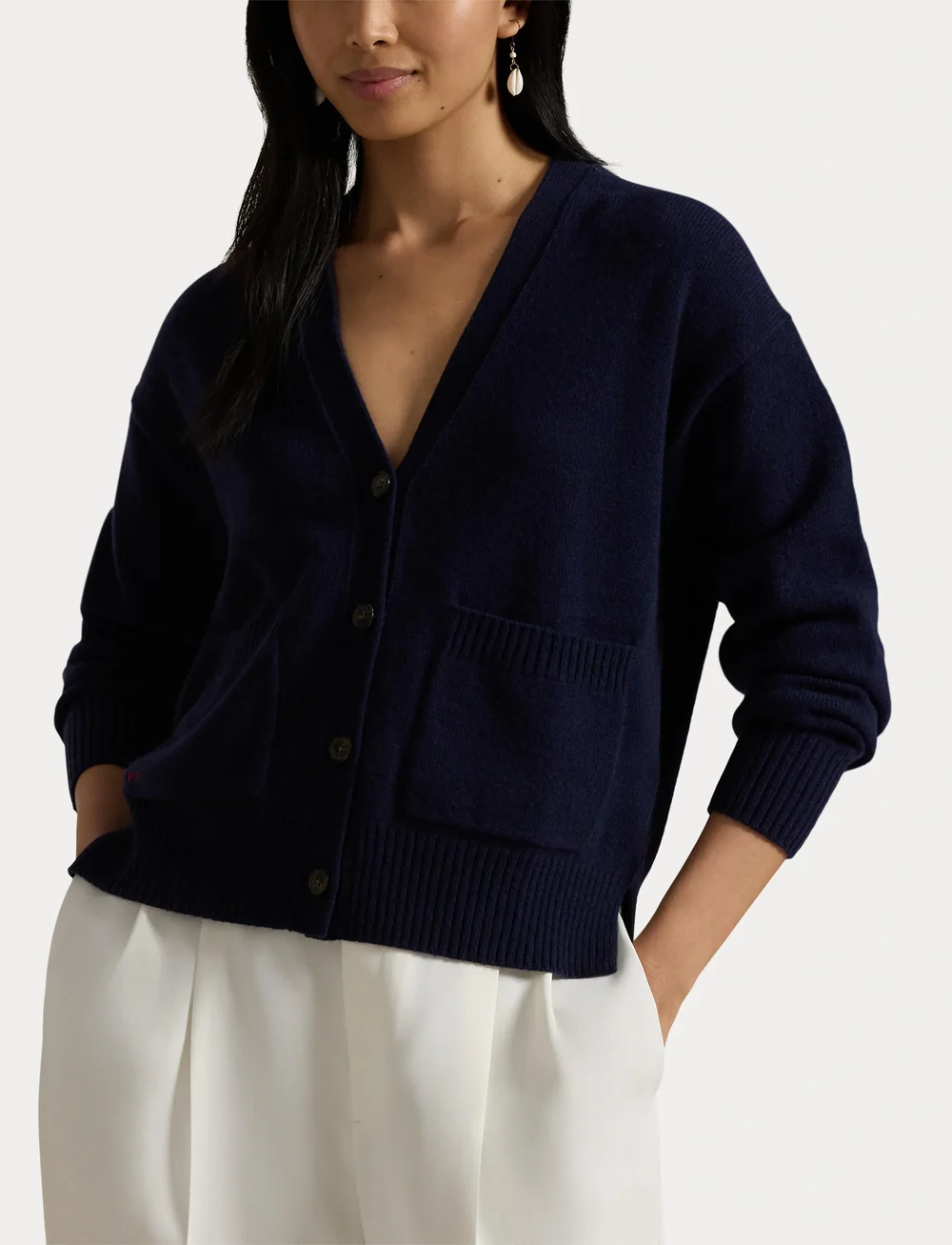 Polo Ralph Lauren - Wool-Blend V-Neck Cardigan - peysur - hunter navy - 5