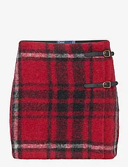 Polo Ralph Lauren - Plaid Leather-Trim Wrap Skirt - trumpi sijonai - 1504 oversize red - 0