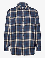 Oversize Fit Plaid Cotton Twill Shirt - 1509 BLUE MULTI P