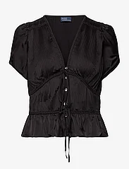 Polo Ralph Lauren - Braided-Trim Pleated Satin Peplum Top - short-sleeved blouses - polo black - 0