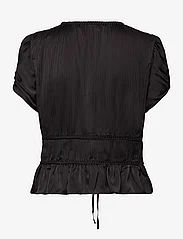 Polo Ralph Lauren - Braided-Trim Pleated Satin Peplum Top - short-sleeved blouses - polo black - 1