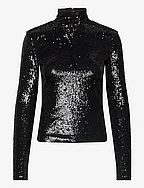 Sequined Jersey Turtleneck - POLO BLACK