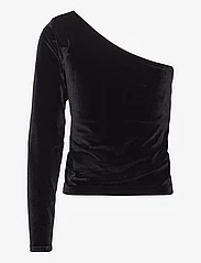 Polo Ralph Lauren - Velvet One-Shoulder Top - topi ar garām piedurknēm - polo black - 1