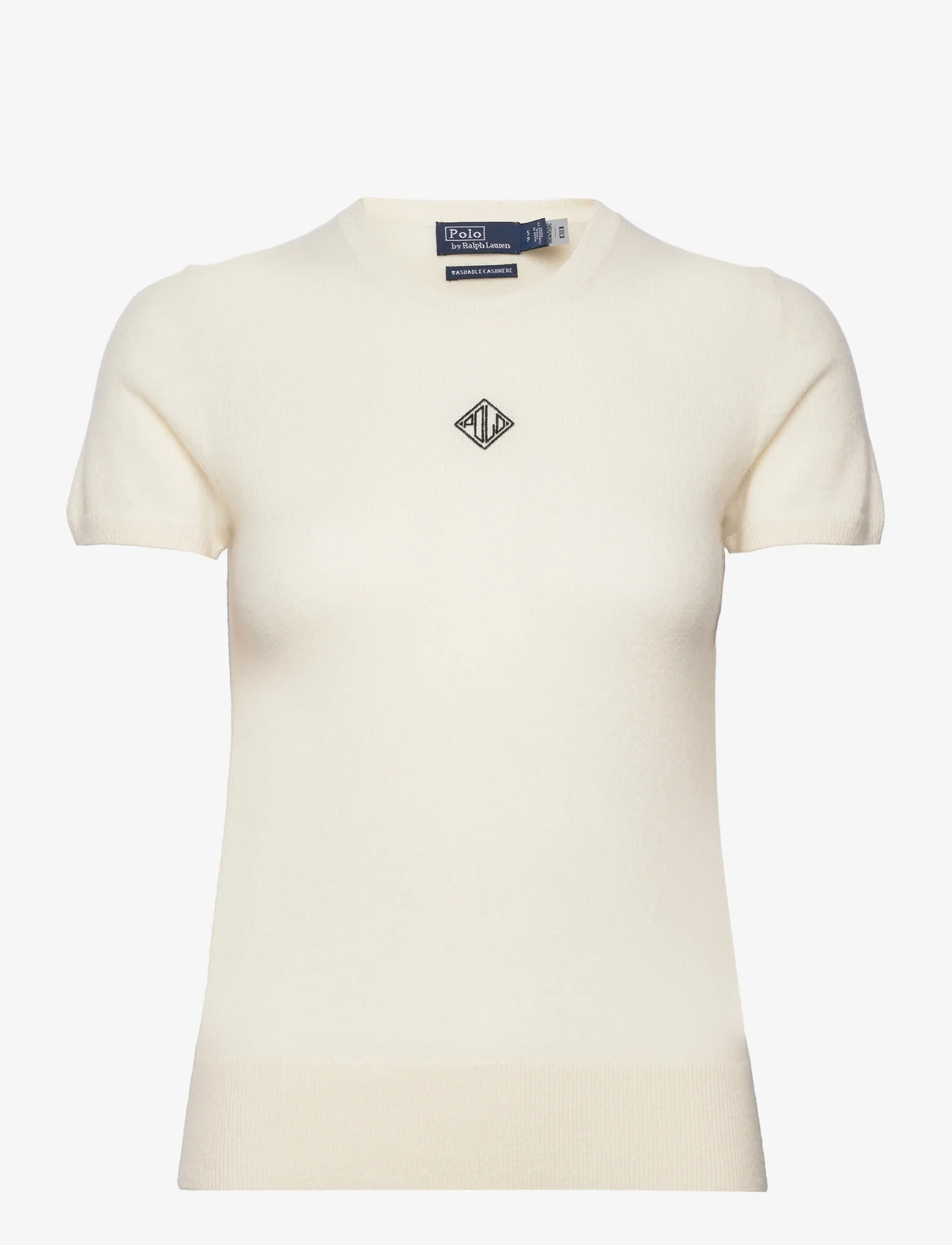 Polo Ralph Lauren - Monogram Cashmere Sweater Tee - marškinėliai - parchment cream - 0