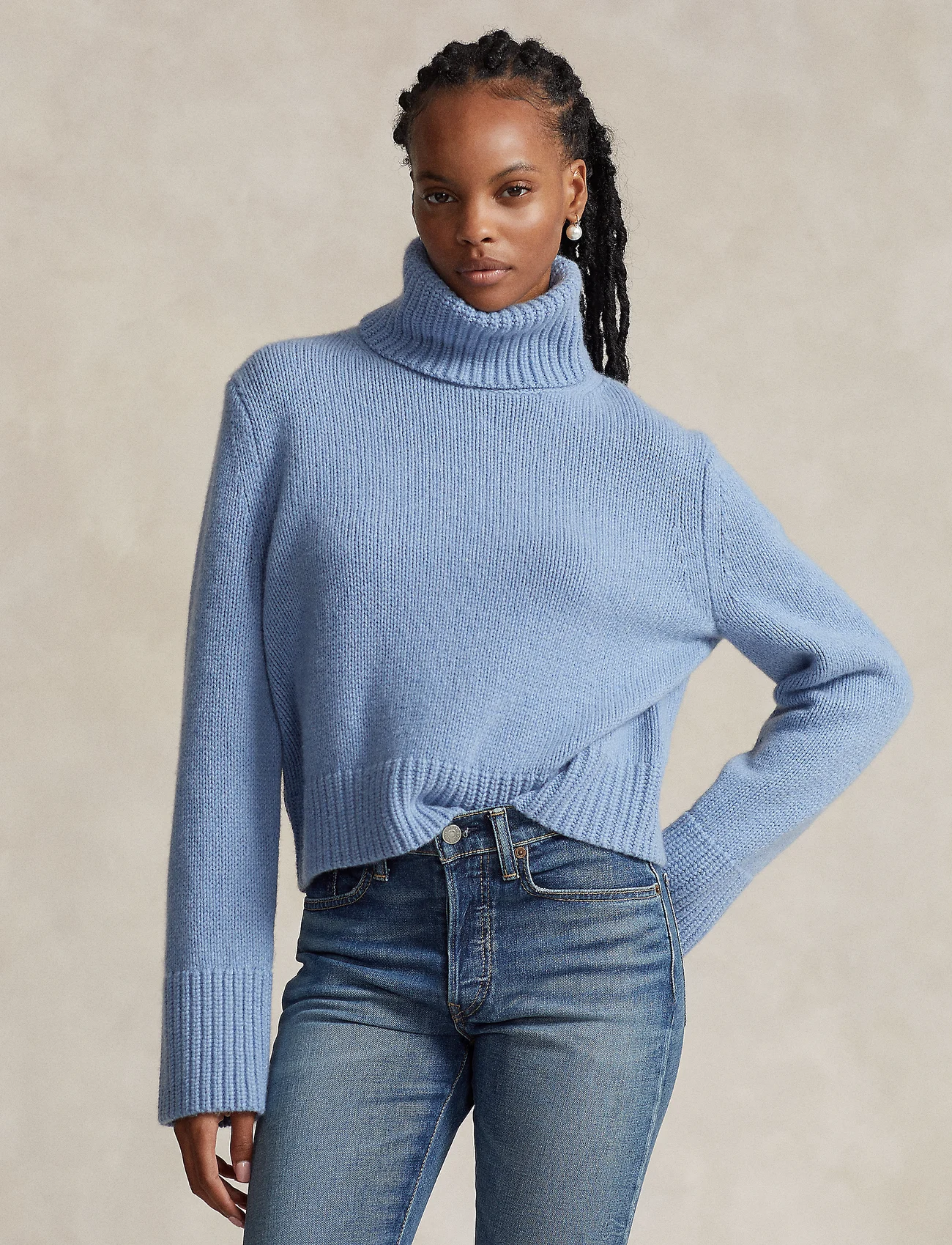 Polo Ralph Lauren - Wool-Cashmere Turtleneck Sweater - pulls à col roulé - chambray melange - 0