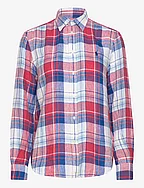 Relaxed Fit Linen Shirt - 1688 ROYAL/RED