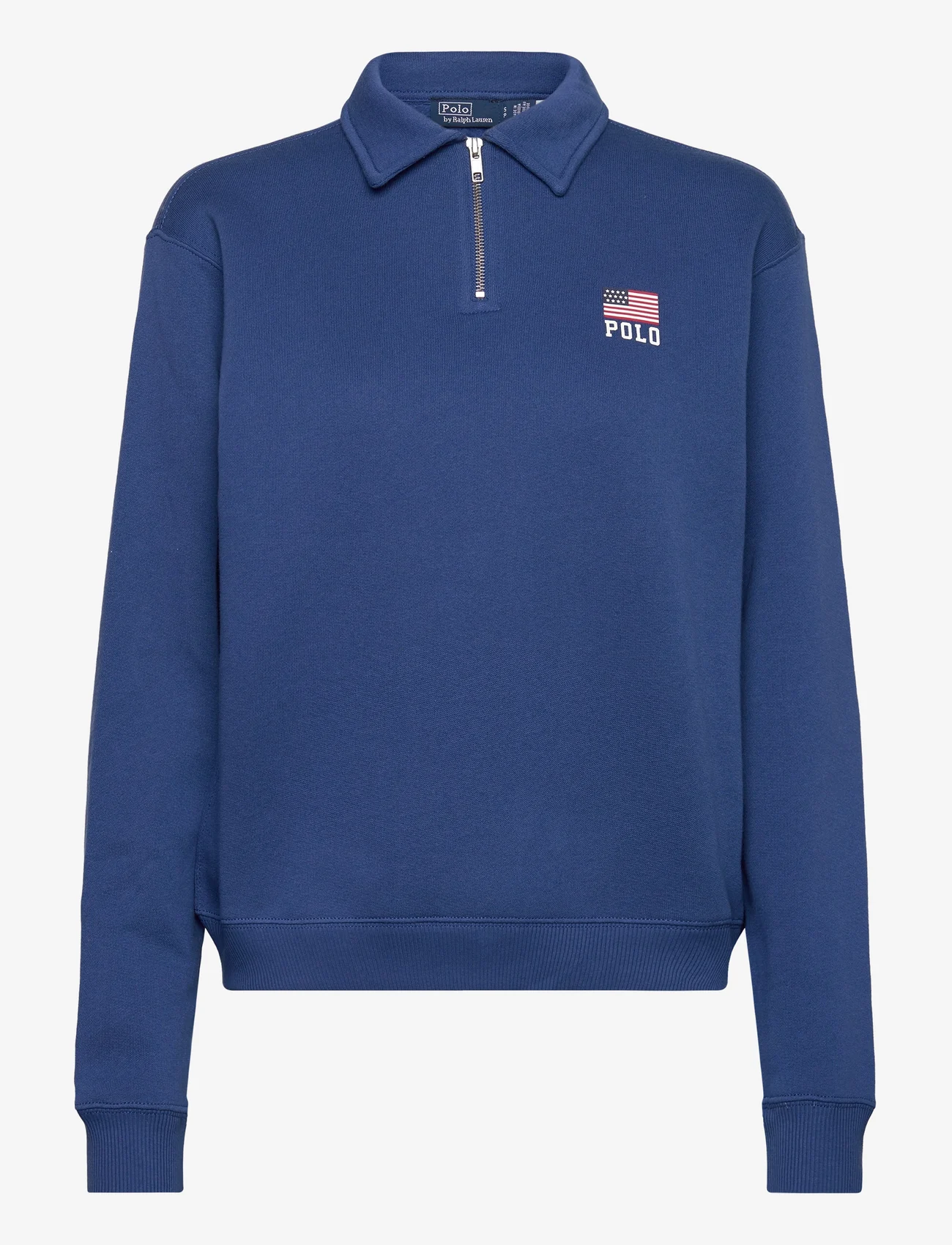 Polo Ralph Lauren - Flag & Logo Fleece Quarter-Zip Pullover - džemperiai - aged royal - 0
