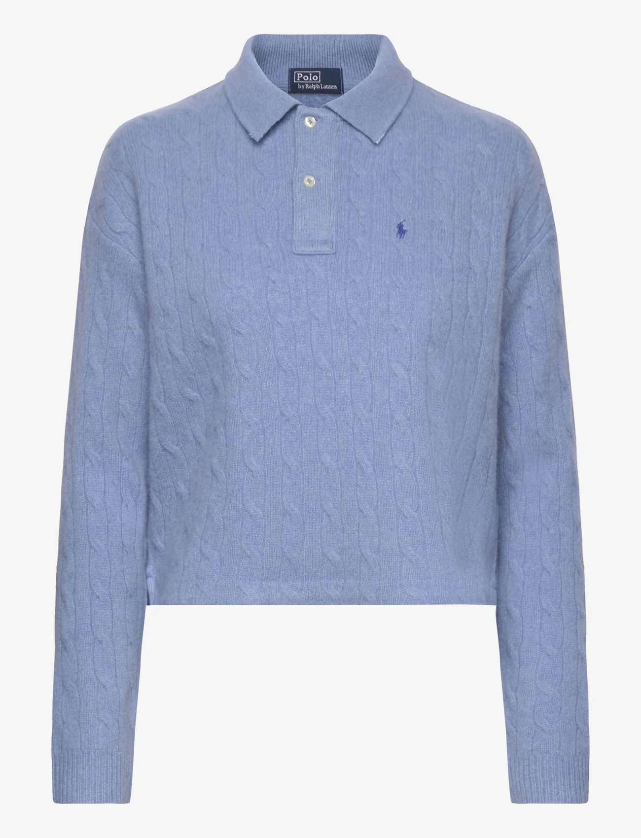 Polo Ralph Lauren - Cable Wool-Cashmere Polo Shirt - polo marškinėliai - chambray melange - 0