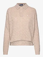 Cable Wool-Cashmere Polo Shirt - TUSCAN BEIGE HEAT
