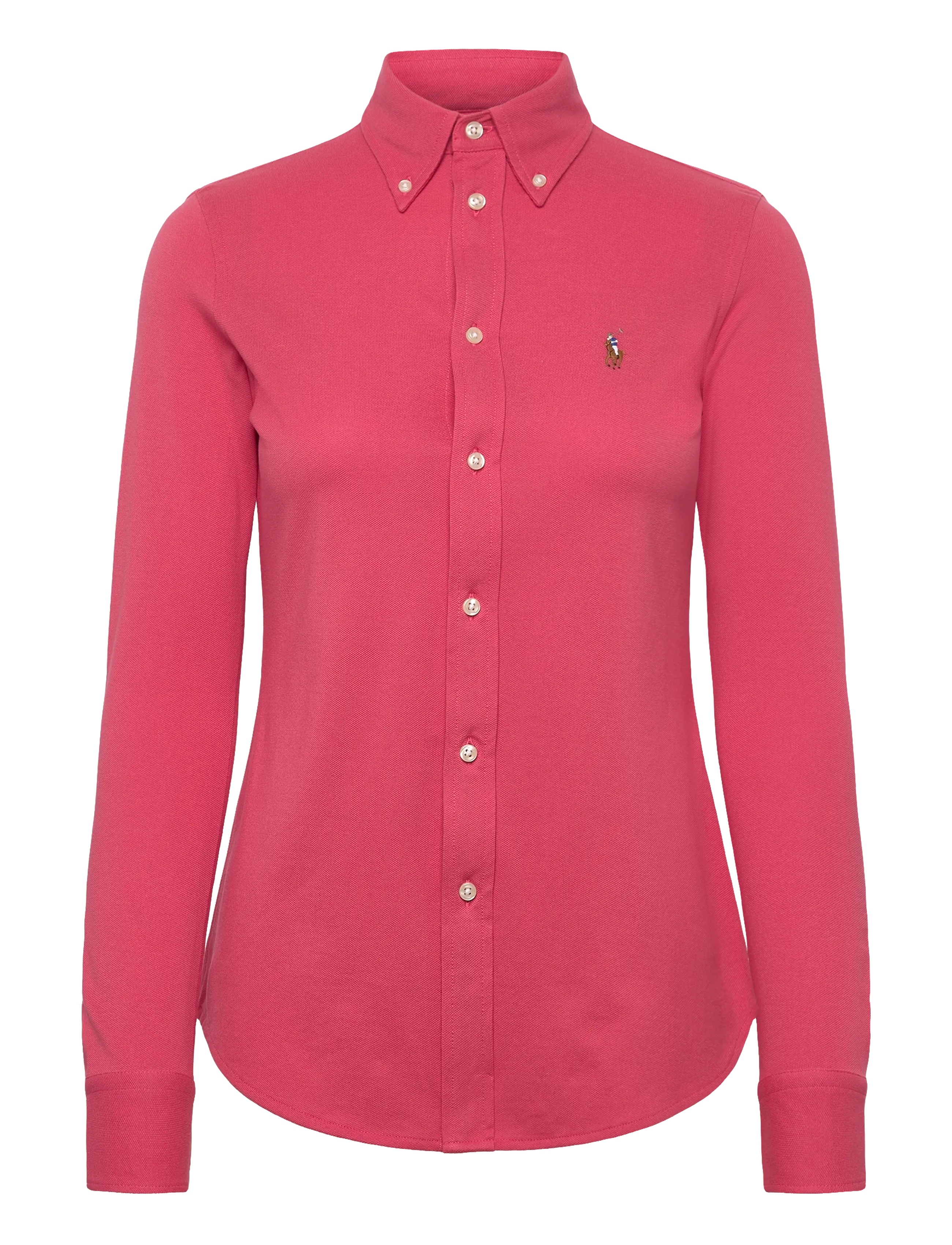 Polo Ralph Lauren Slim Fit Knit Cotton Oxford Shirt - Vis alt - PALE RED / pink/rose