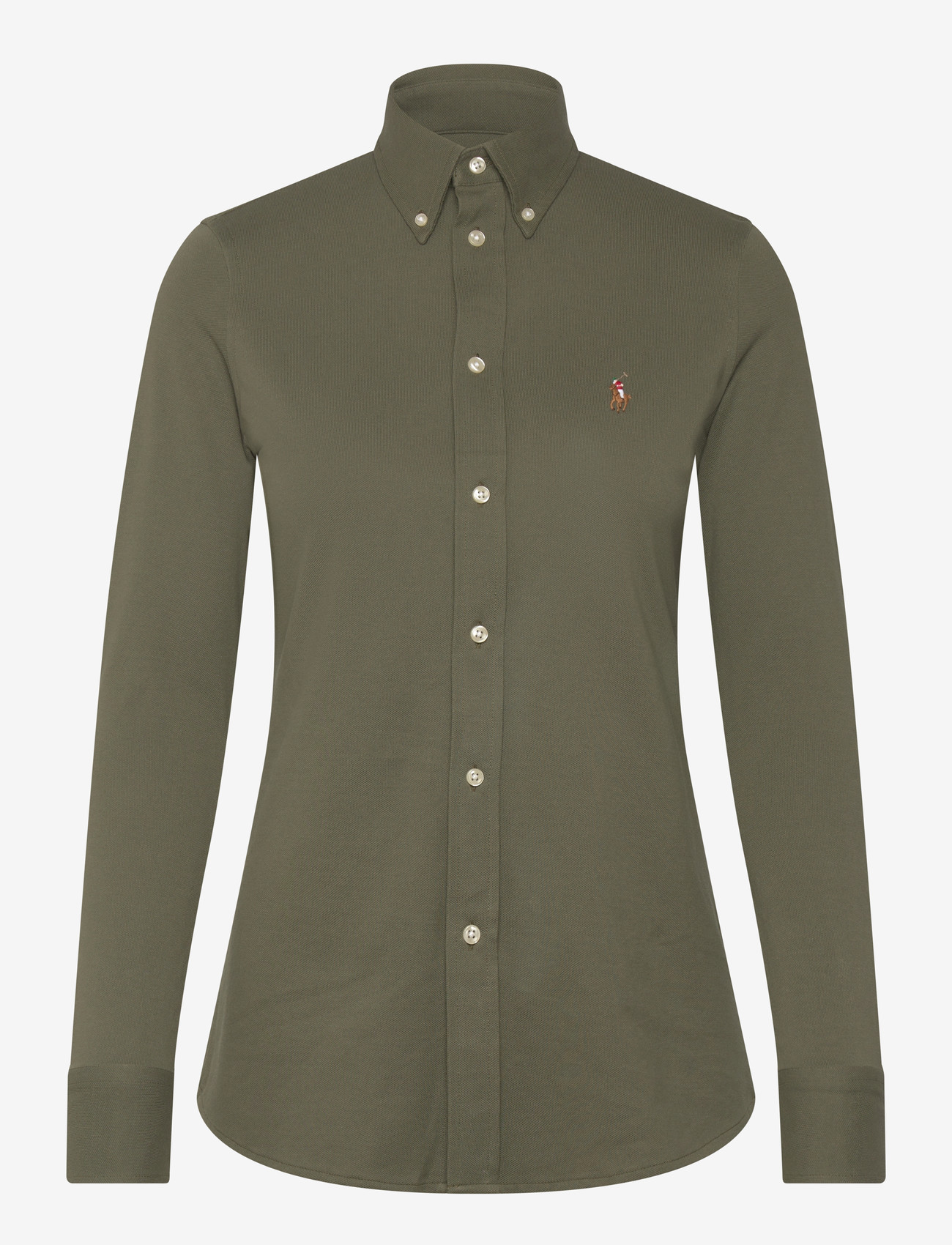 Polo Ralph Lauren - Slim Fit Knit Cotton Oxford Shirt - jeansskjortor - thermal green - 0