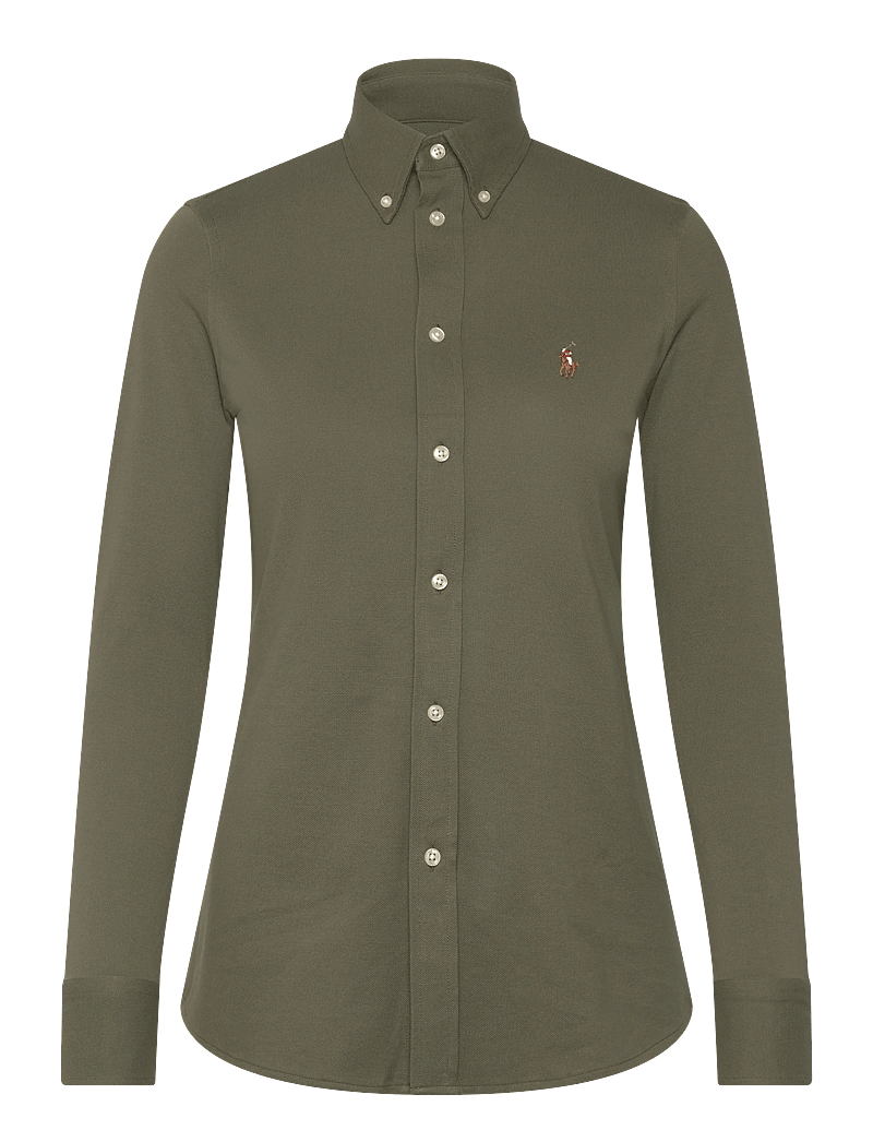 Polo Ralph Lauren - Slim Fit Knit Cotton Oxford Shirt - jeansskjortor - thermal green - 0
