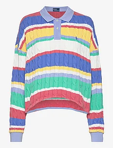 Striped Cable Long-Sleeve Polo Shirt, Polo Ralph Lauren