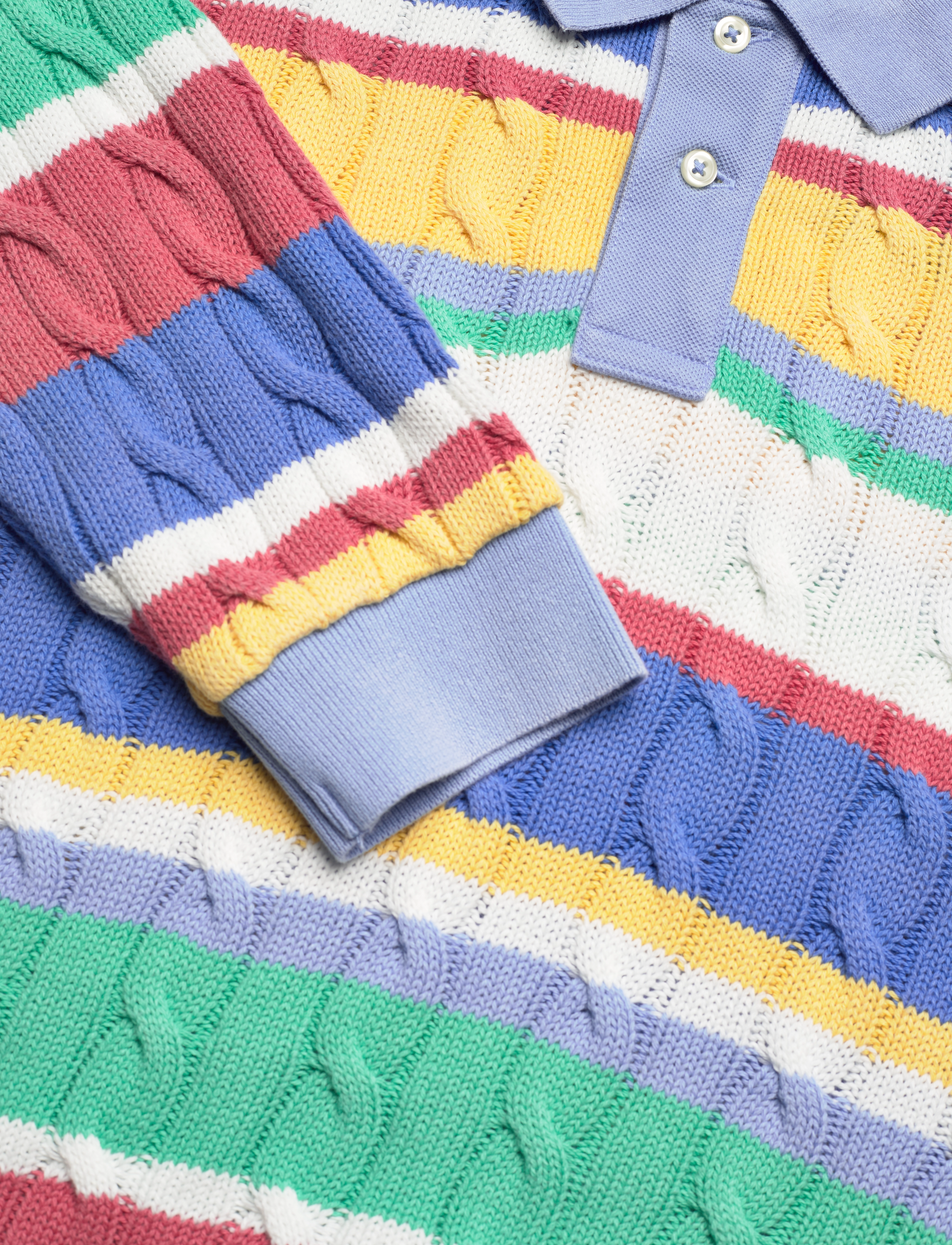 Polo Ralph Lauren - Striped Cable Long-Sleeve Polo Shirt - multi stripe - 2