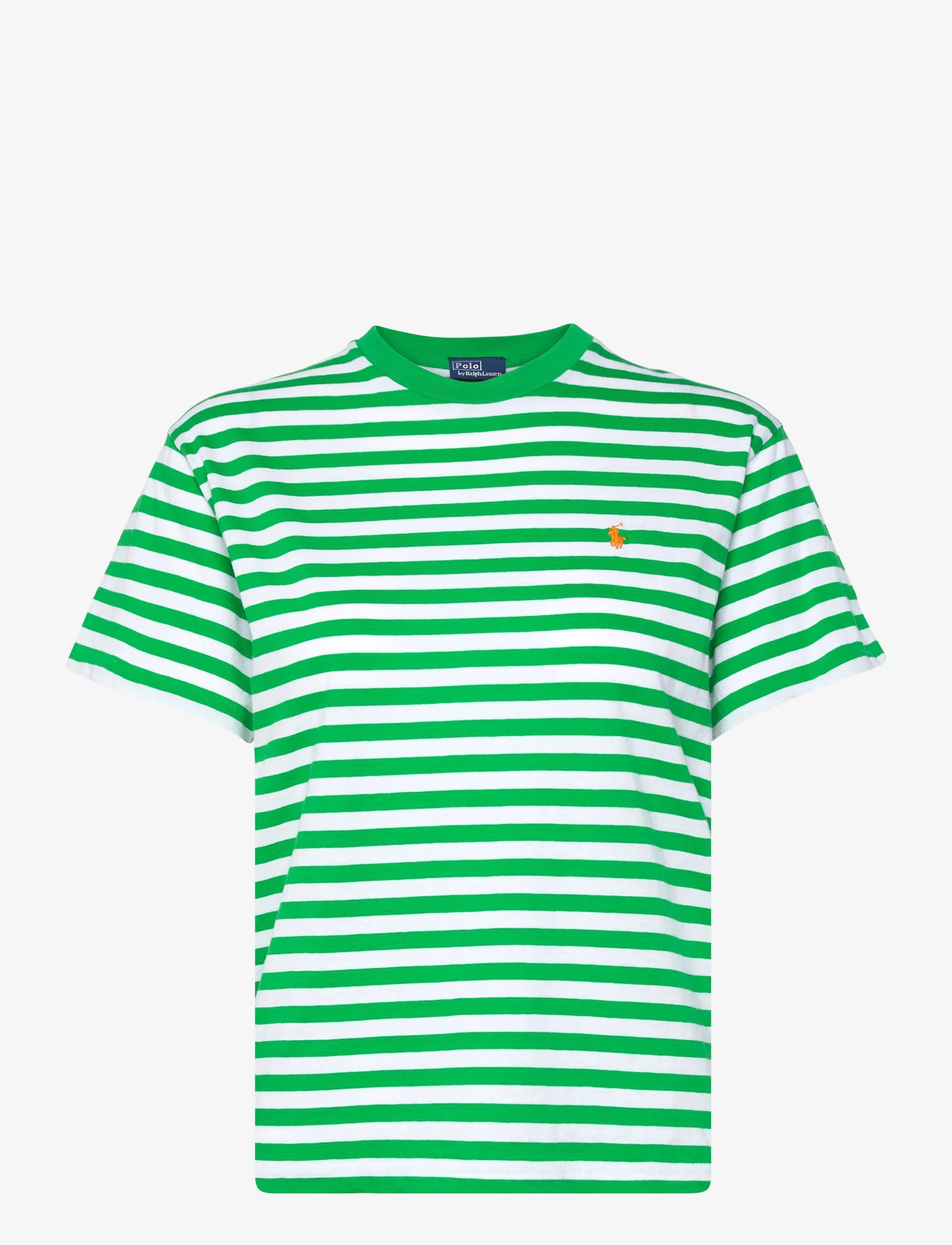 Polo Ralph Lauren - Striped Organic Cotton Crewneck Tee - t-shirty - preppy green/whit - 0