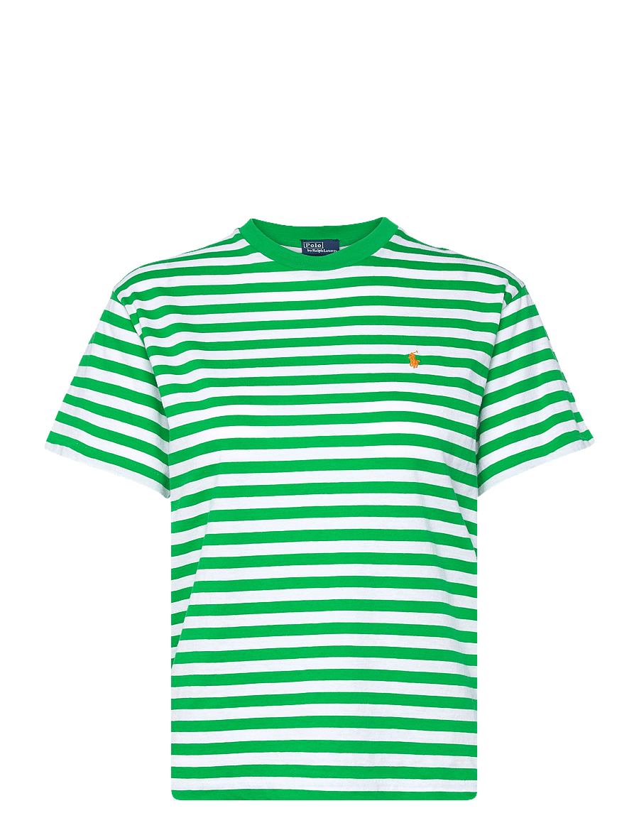 Polo Ralph Lauren - Striped Organic Cotton Crewneck Tee - preppy green/whit - 0