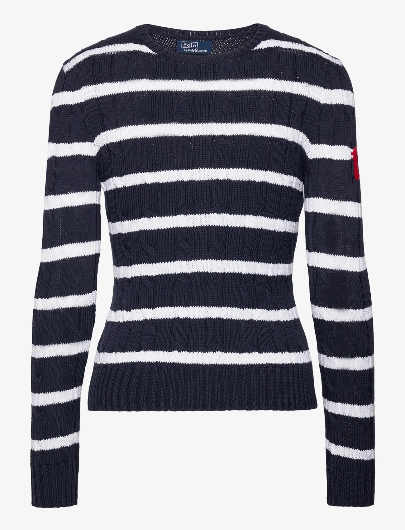 Polo Ralph Lauren - Anchor-Motif Cable Cotton Sweater - jumpers - hunter navy/white - 0