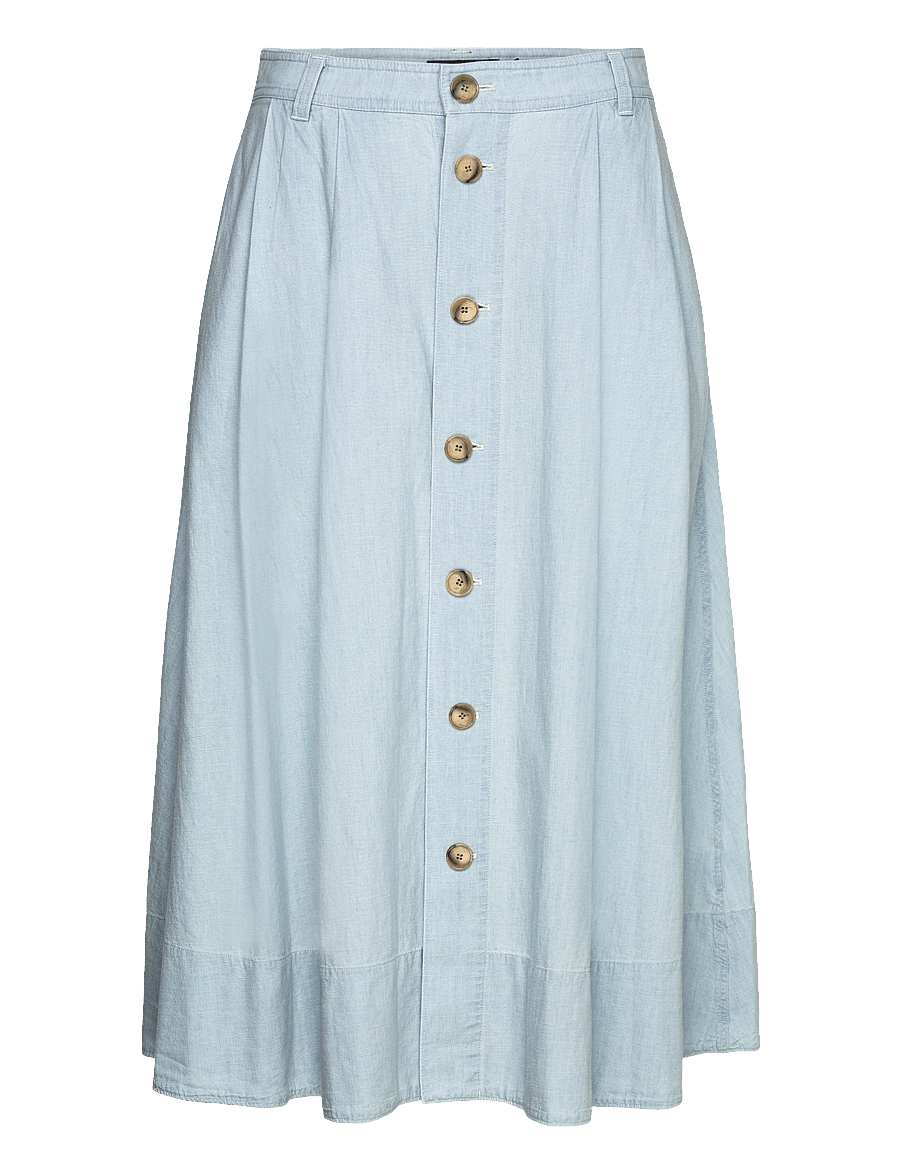 Polo Ralph Lauren - Button-Front Chambray Skirt - chambray - 0
