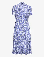 Floral Crepe Short-Sleeve Dress - 1578 BLUE COSMOS