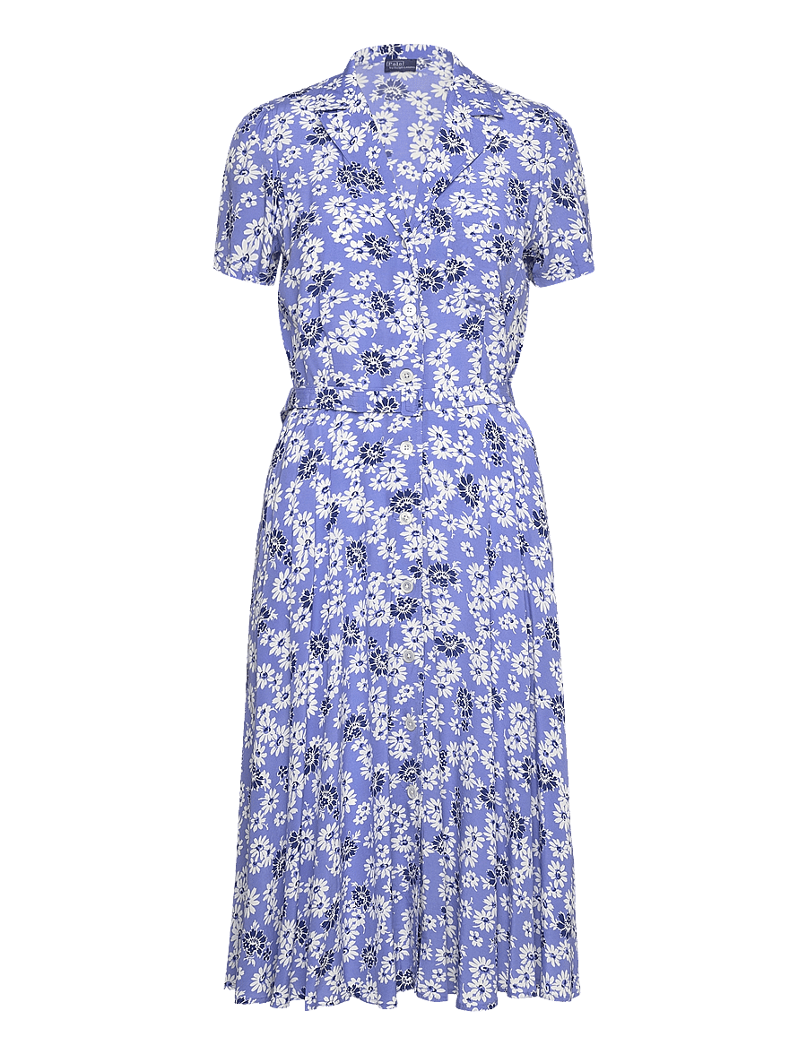 Polo Ralph Lauren - Floral Crepe Short-Sleeve Dress - 1578 blue cosmos - 0