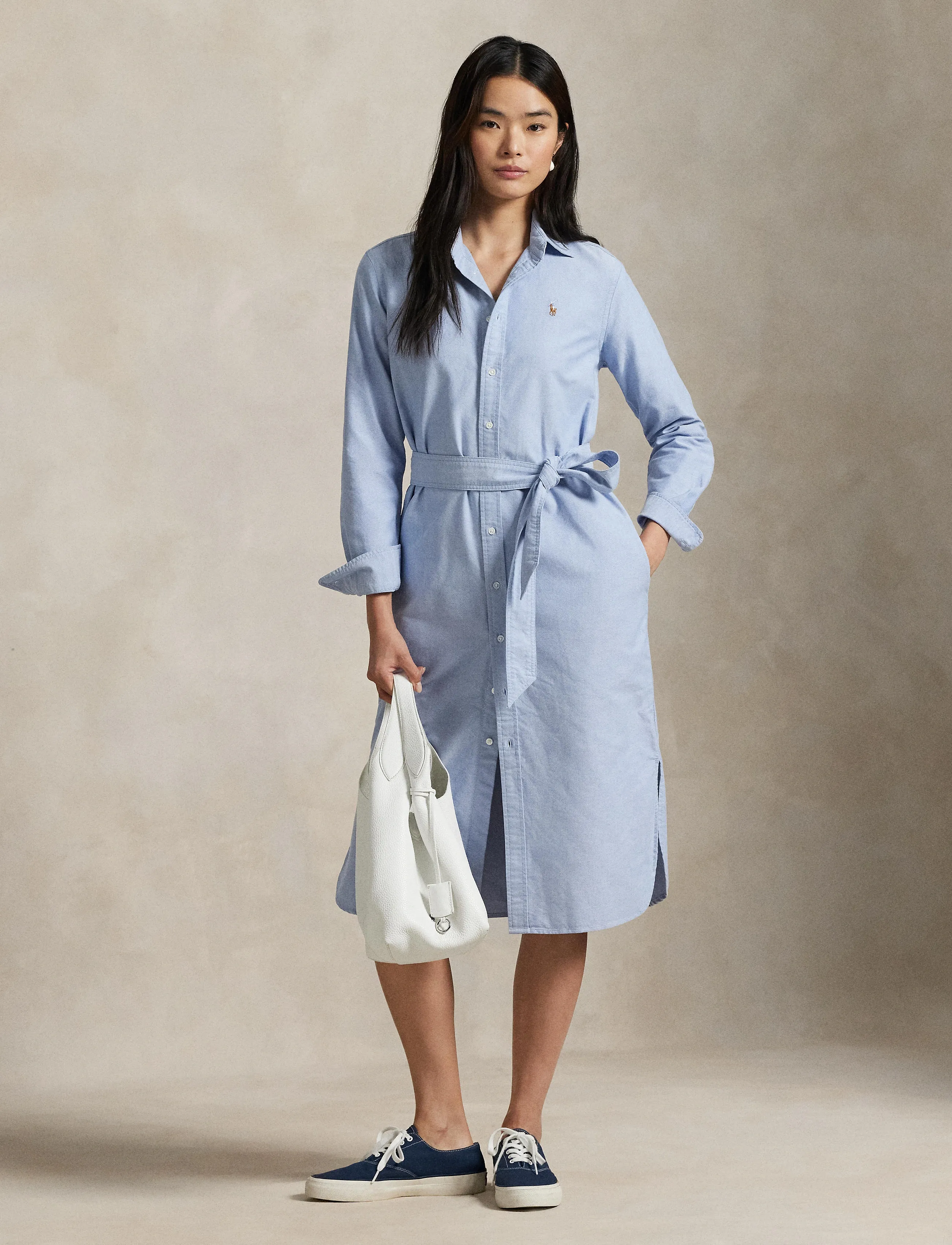 Polo Ralph Lauren Belted Cotton Oxford Shirtdress - Kampagne - BSR BLUE / blue