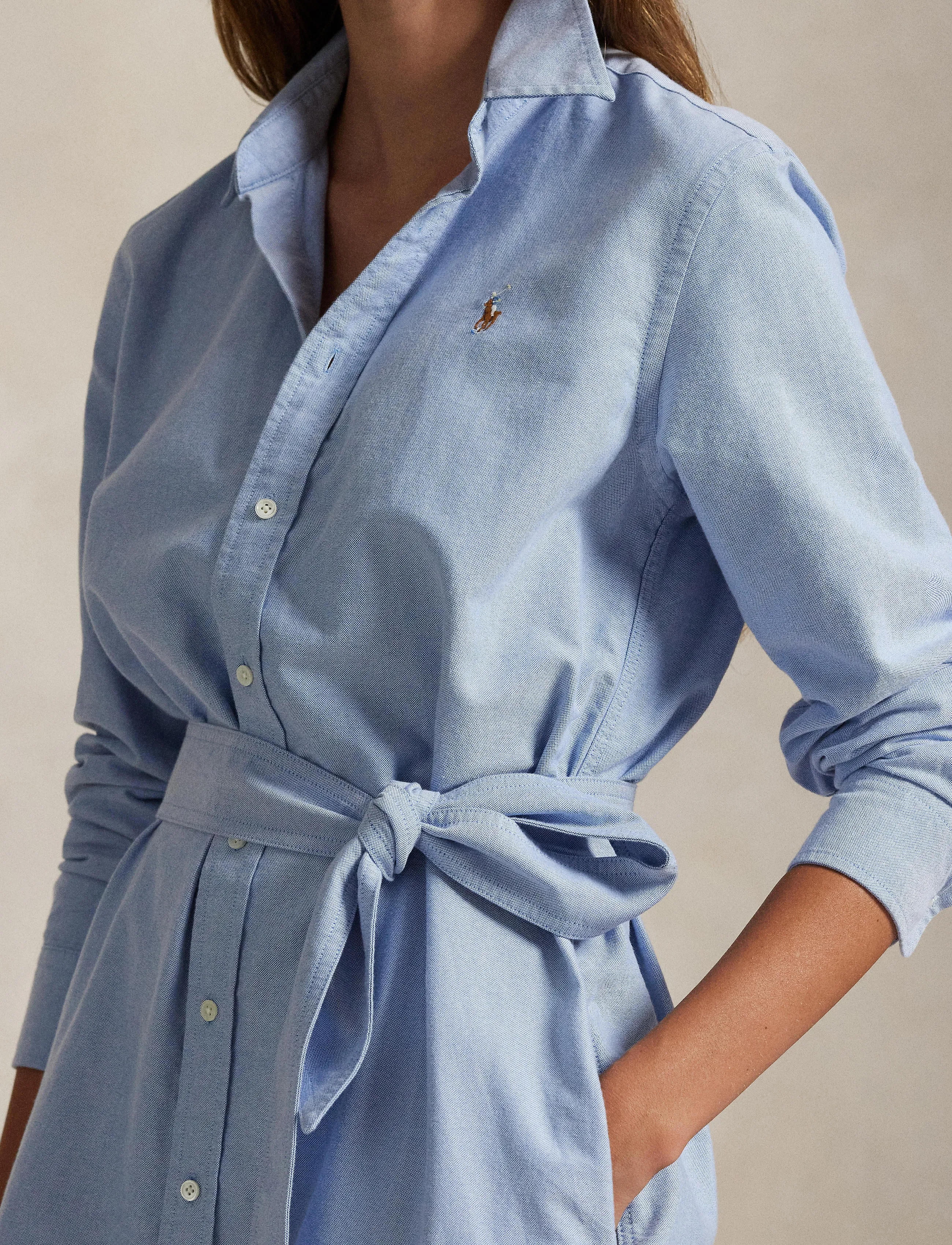 Polo Ralph Lauren Belted Cotton Oxford Shirtdress skjortklänningar dam – bild 8