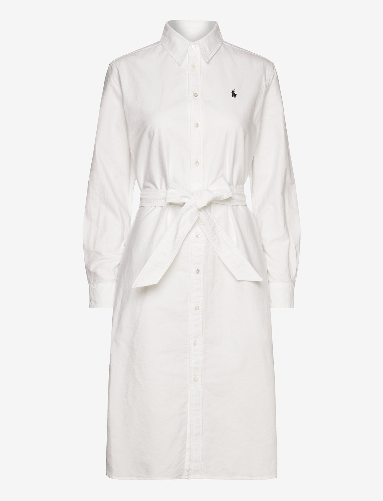 Polo Ralph Lauren - Belted Cotton Oxford Shirtdress - midi dresses - bsr white - 0