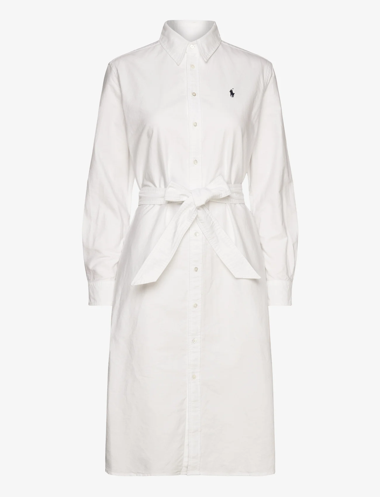 Polo Ralph Lauren - Belted Cotton Oxford Shirtdress - skjortklänningar - bsr white - 0
