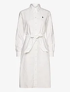 Belted Cotton Oxford Shirtdress - BSR WHITE