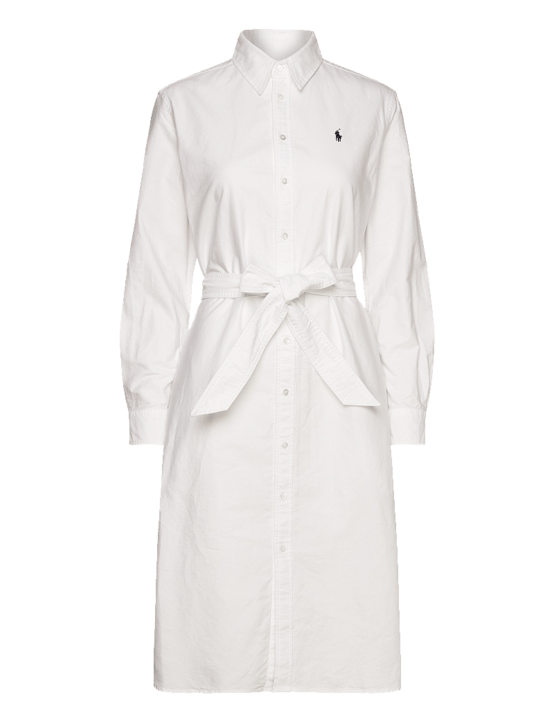 Polo Ralph Lauren - Belted Cotton Oxford Shirtdress - midi dresses - bsr white - 0