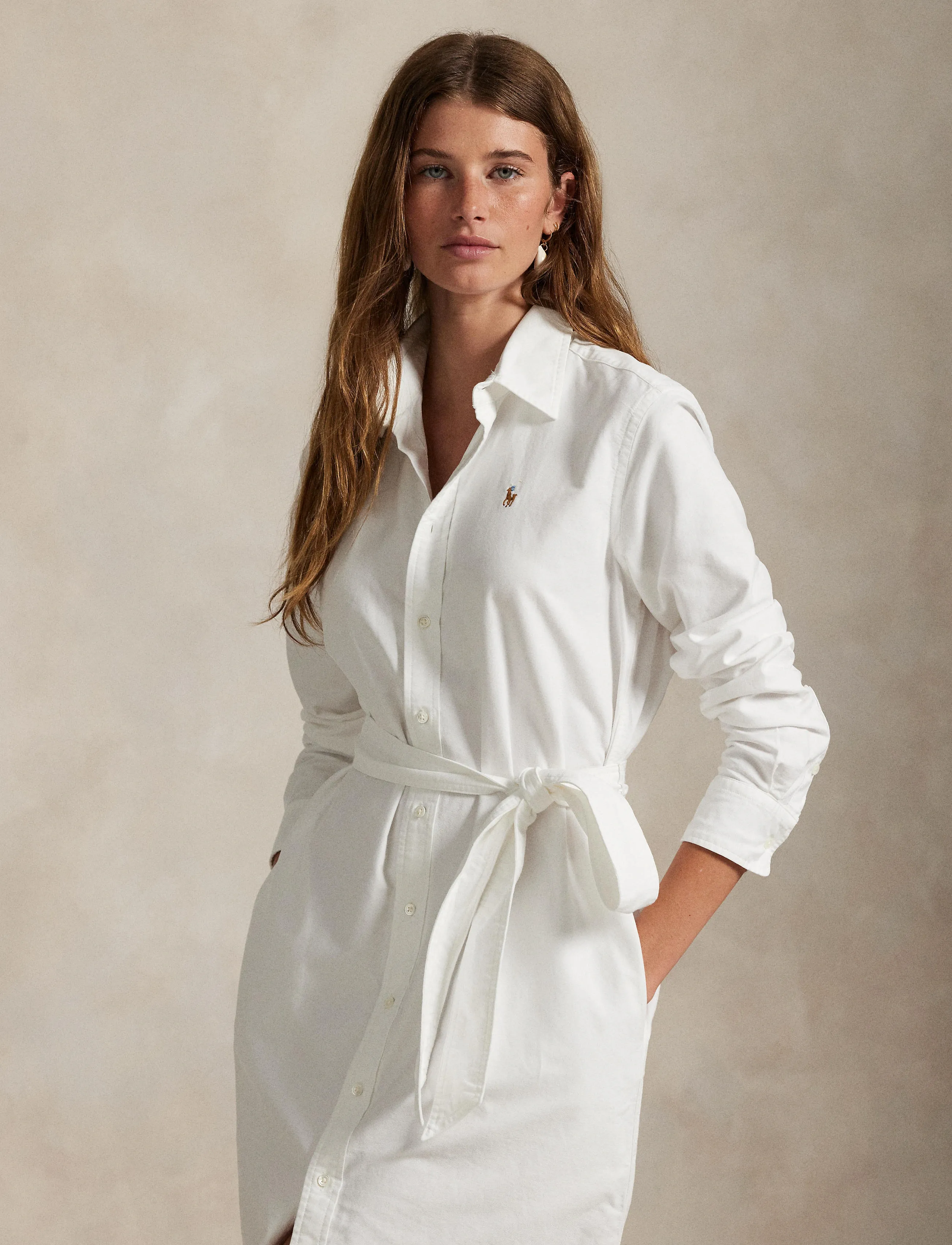 Polo Ralph Lauren Belted Cotton Oxford Shirtdress skjortklänningar dam – bild 4