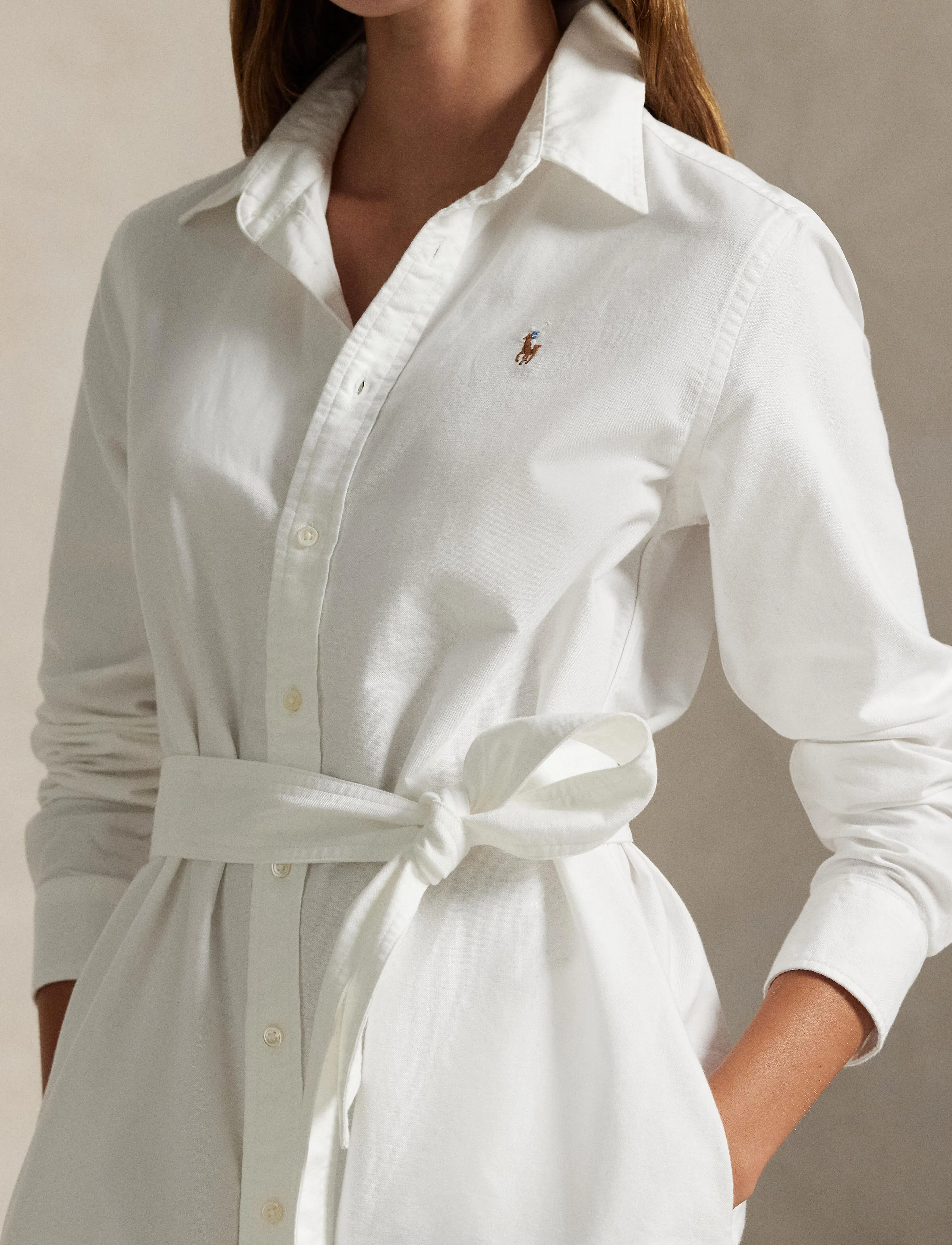 Polo Ralph Lauren Belted Cotton Oxford Shirtdress skjortklänningar dam – bild 8
