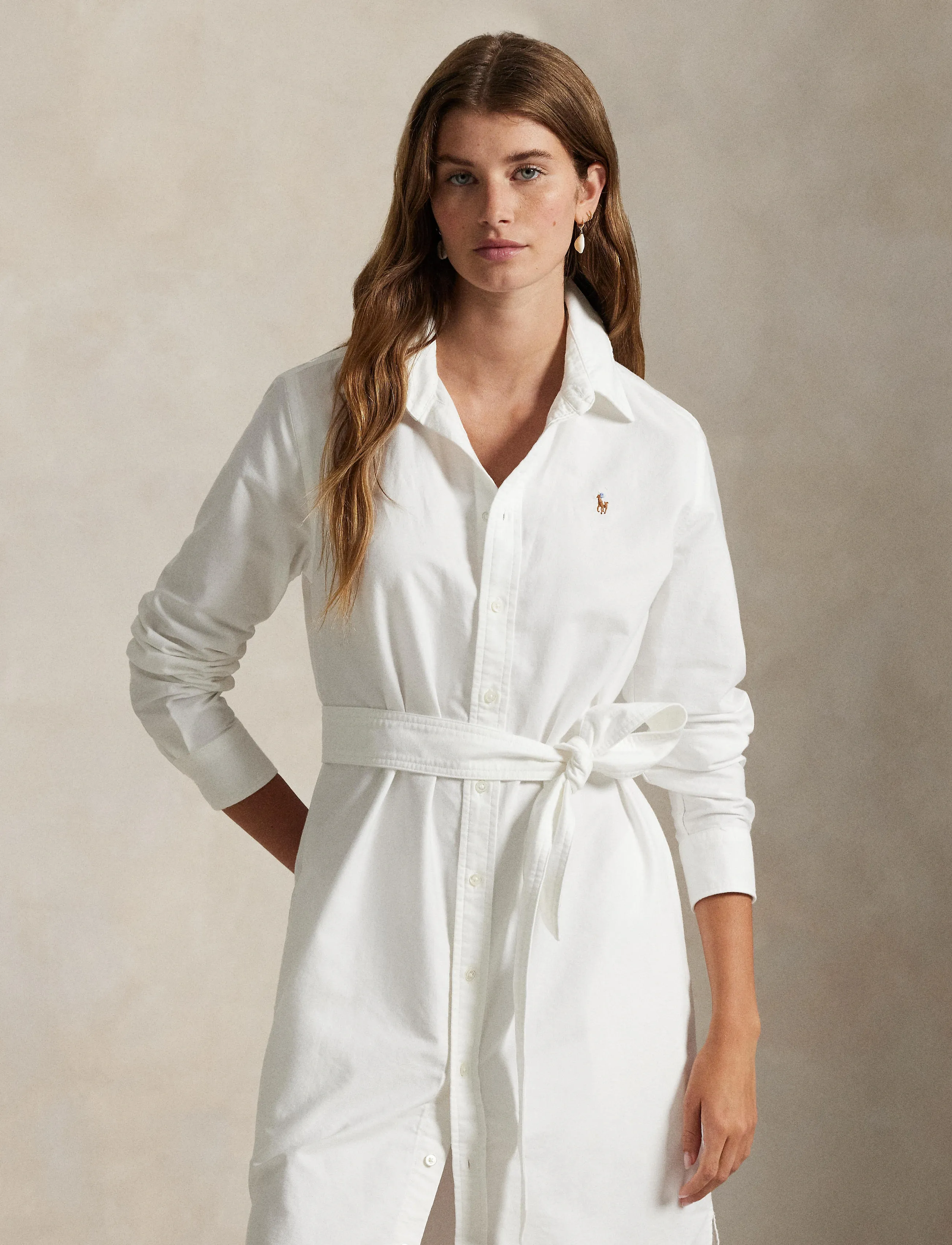 Polo Ralph Lauren Belted Cotton Oxford Shirtdress skjortklänningar dam – bild 9