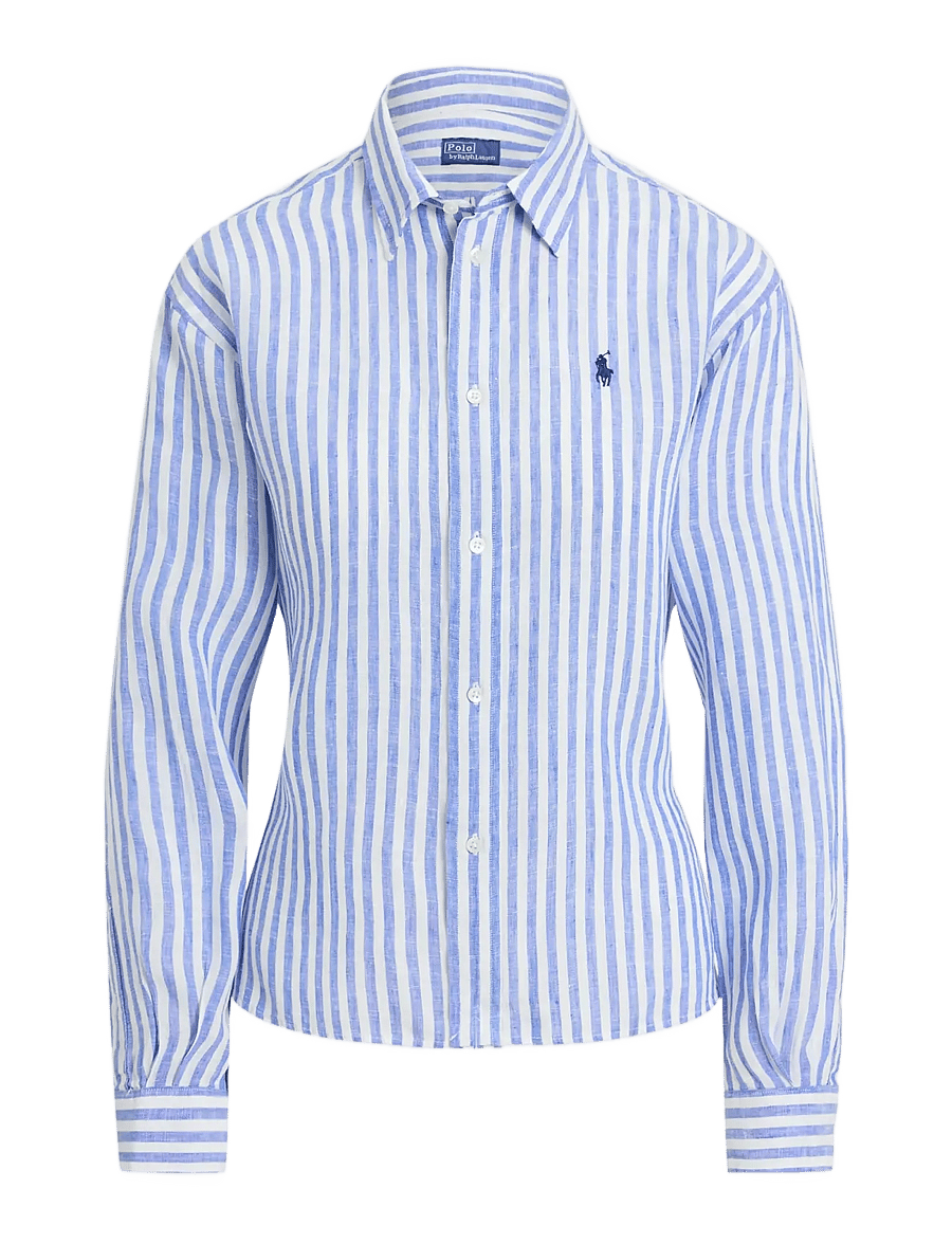 Polo Ralph Lauren - Wide Cropped Gingham Linen Shirt - jeanshemden - 1323 gala blue/wh - 1