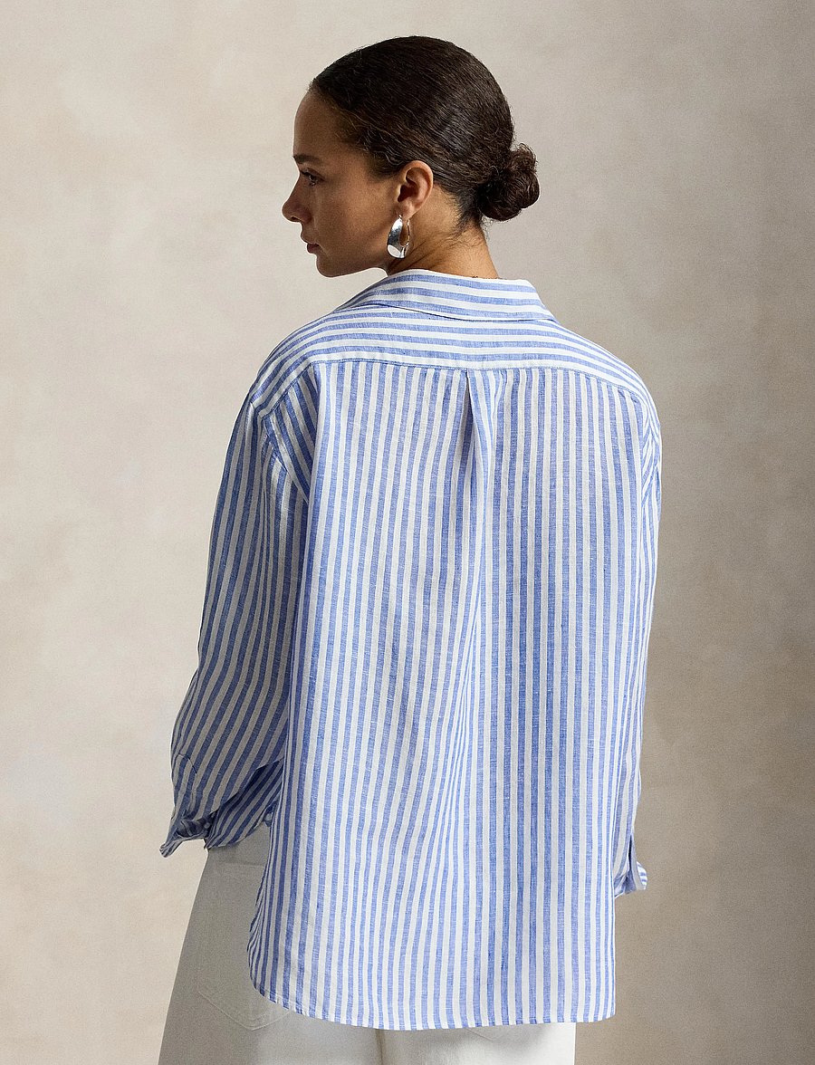 Polo Ralph Lauren - Wide Cropped Gingham Linen Shirt - jeanshemden - 1323 gala blue/wh - 4