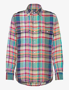 Plaid Linen Utility Shirt, Polo Ralph Lauren